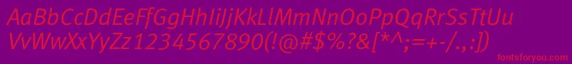 MetanormallfcItalic Font – Red Fonts on Purple Background