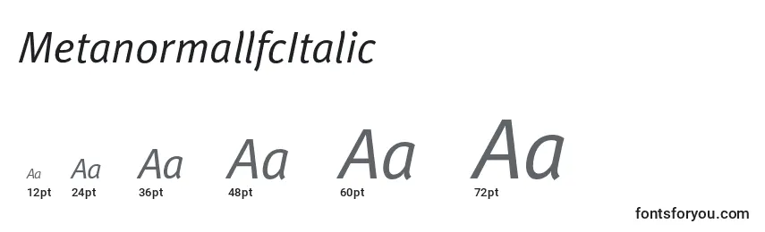 Размеры шрифта MetanormallfcItalic
