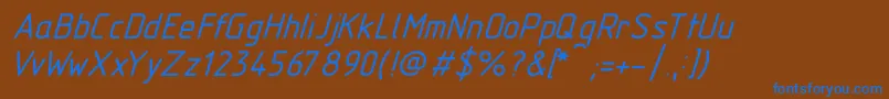 Gost2.30481TypeBItalic-fontti – siniset fontit ruskealla taustalla