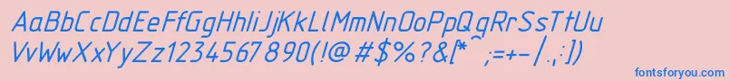 Gost2.30481TypeBItalic-fontti – siniset fontit vaaleanpunaisella taustalla