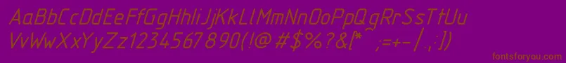 Fonte Gost2.30481TypeBItalic – fontes marrons em um fundo roxo