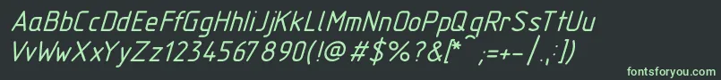 フォントGost2.30481TypeBItalic – 黒い背景に緑の文字