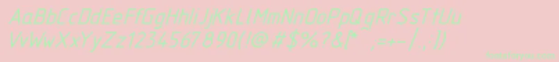 Шрифт Gost2.30481TypeBItalic – зелёные шрифты на розовом фоне
