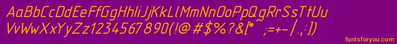 Шрифт Gost2.30481TypeBItalic – оранжевые шрифты на фиолетовом фоне