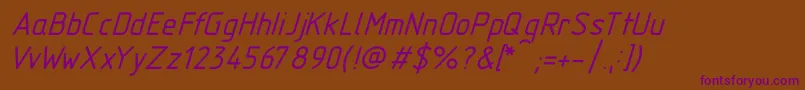 Gost2.30481TypeBItalic-fontti – violetit fontit ruskealla taustalla