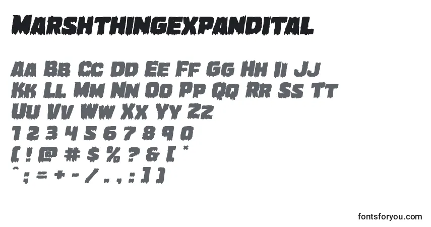 A fonte Marshthingexpandital – alfabeto, números, caracteres especiais