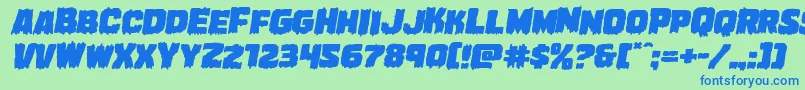 Marshthingexpandital Font – Blue Fonts on Green Background