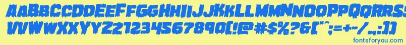 Marshthingexpandital Font – Blue Fonts on Yellow Background