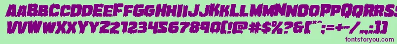 Marshthingexpandital Font – Purple Fonts on Green Background