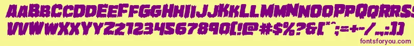 Marshthingexpandital Font – Purple Fonts on Yellow Background