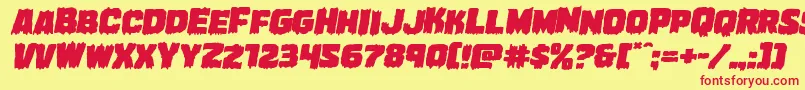 Marshthingexpandital Font – Red Fonts on Yellow Background