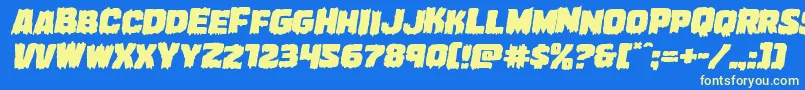 Marshthingexpandital Font – Yellow Fonts on Blue Background