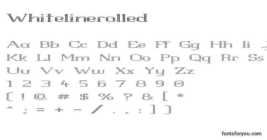Czcionka Whitelinerolled – alfabet, cyfry, specjalne znaki