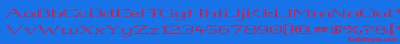 Whitelinerolled-Schriftart – Rote Schriften auf blauem Hintergrund