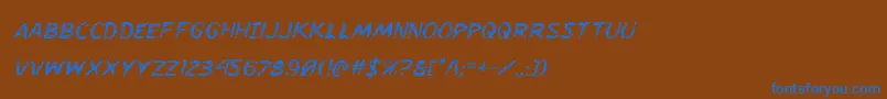 Flesheatingital-Schriftart – Blaue Schriften auf braunem Hintergrund