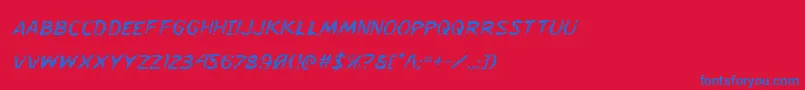 Flesheatingital Font – Blue Fonts on Red Background