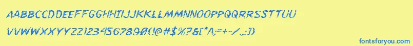 Weitere Informationen zur Flesheatingital-Schriftart Flesheatingital-Schriftart – Blaue Schriften auf gelbem Hintergrund