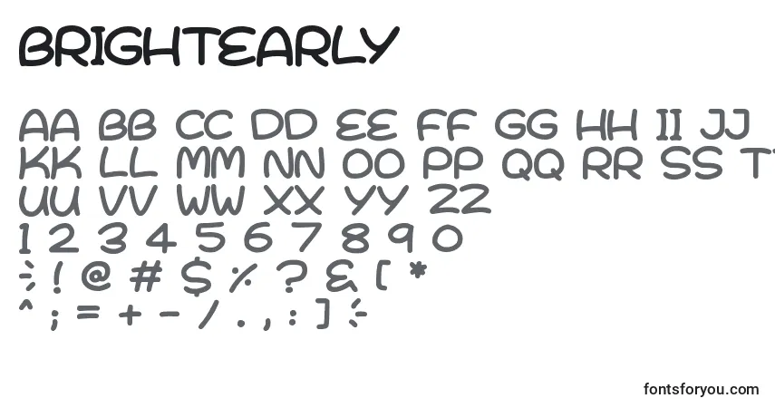 A fonte BrightEarly (35209) – alfabeto, números, caracteres especiais