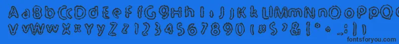 Serated-Schriftart – Schwarze Schriften auf blauem Hintergrund