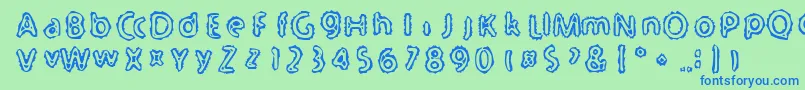 フォントSerated – 青い文字は緑の背景です。