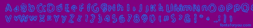 フォントSerated – 紫色の背景に青い文字