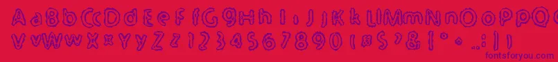Serated-Schriftart – Violette Schriften auf rotem Hintergrund