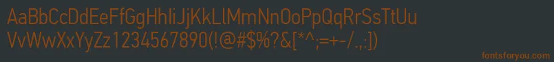 Fonte PfdintextcondproLight – fontes marrons em um fundo preto