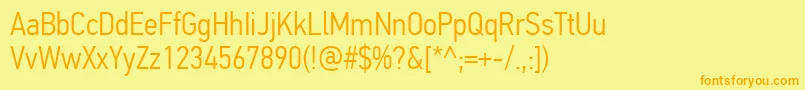 Fonte PfdintextcondproLight – fontes laranjas em um fundo amarelo