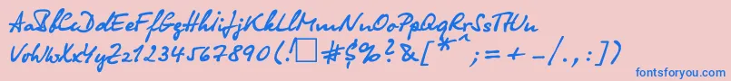 フォントOlgacttNormal – ピンクの背景に青い文字