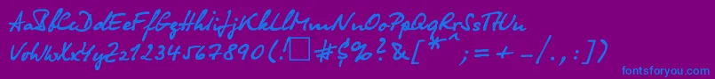 OlgacttNormal-Schriftart – Blaue Schriften auf violettem Hintergrund