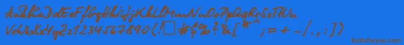 フォントOlgacttNormal – 茶色の文字が青い背景にあります。