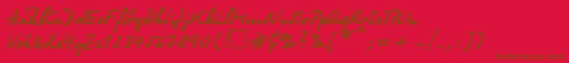 OlgacttNormal-Schriftart – Braune Schriften auf rotem Hintergrund