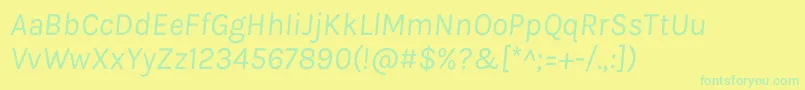 Police KarlaItalic – polices vertes sur fond jaune