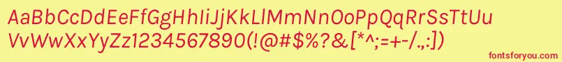 KarlaItalic Font – Red Fonts on Yellow Background