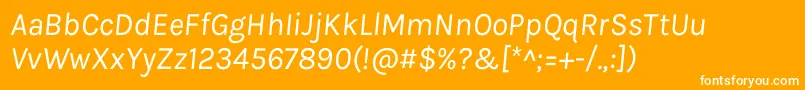 KarlaItalic-Schriftart – Weiße Schriften auf orangefarbenem Hintergrund