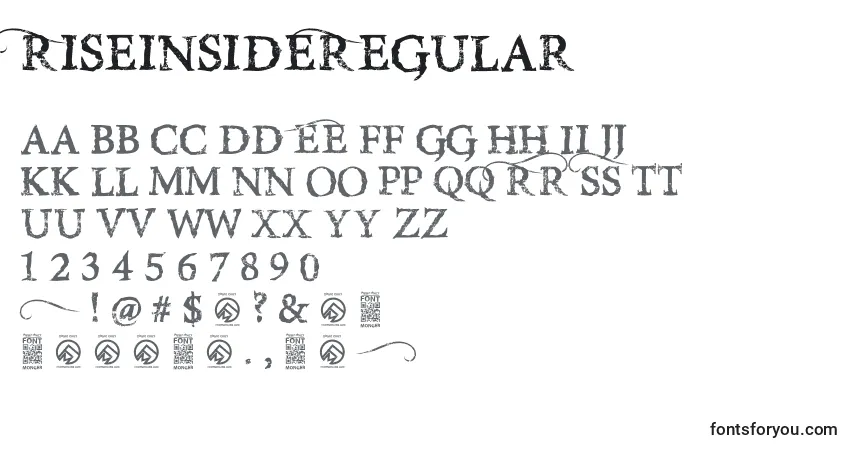 Schriftart RiseinsideRegular – Alphabet, Zahlen, spezielle Symbole