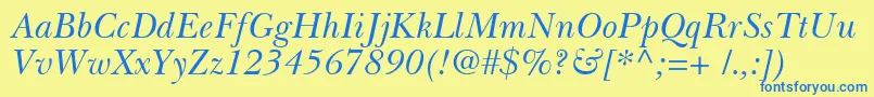 BaskervilleCyrillicInclined Font – Blue Fonts on Yellow Background