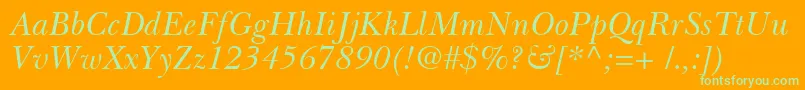 BaskervilleCyrillicInclined Font – Green Fonts on Orange Background