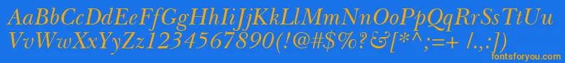 BaskervilleCyrillicInclined Font – Orange Fonts on Blue Background