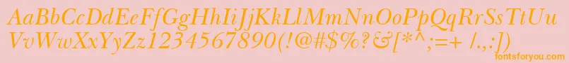 BaskervilleCyrillicInclined Font – Orange Fonts on Pink Background