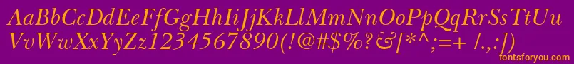 BaskervilleCyrillicInclined Font – Orange Fonts on Purple Background