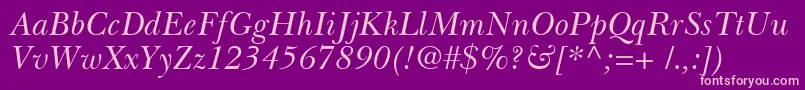 BaskervilleCyrillicInclined Font – Pink Fonts on Purple Background