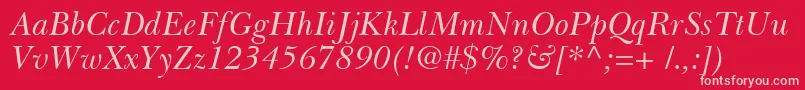 BaskervilleCyrillicInclined Font – Pink Fonts on Red Background