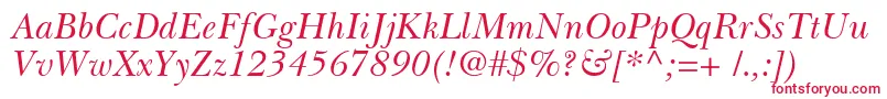 BaskervilleCyrillicInclined Font – Red Fonts on White Background