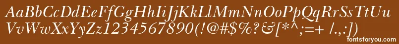 BaskervilleCyrillicInclined Font – White Fonts on Brown Background