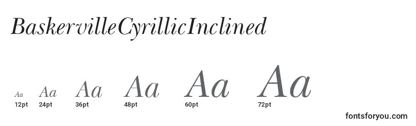 Größen der Schriftart BaskervilleCyrillicInclined
