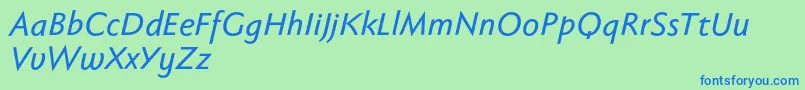 Fonte Fabersanspro66reduced – fontes azuis em um fundo verde