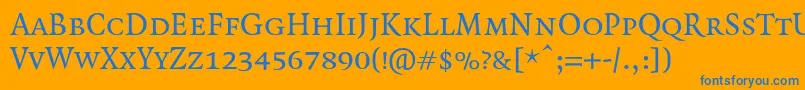 QuadraatSmallcaps Font – Blue Fonts on Orange Background