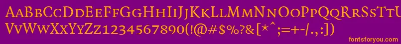 QuadraatSmallcaps Font – Orange Fonts on Purple Background