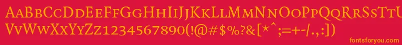 QuadraatSmallcaps Font – Orange Fonts on Red Background